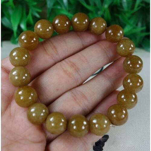 Certified 100% Natural A Tawny JADE Jadeite Beads Bracelet