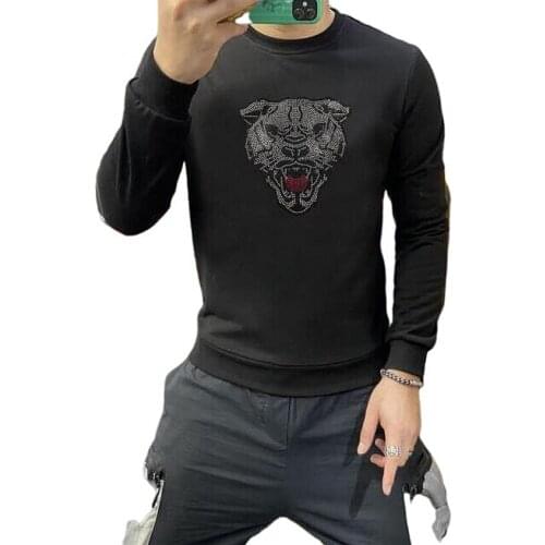 Rhinestones Sweatshirts Men Unisex Funny Cartoon Diamond stone hoodies Hot drill Hip Hop Top Tees Male