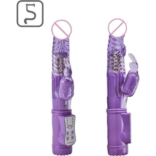 Head Rotation Rabbit G Spot Vibration and Rotation Body Massage Vibrator Female Sex Toys Adult Sex Products for Women Stimulator