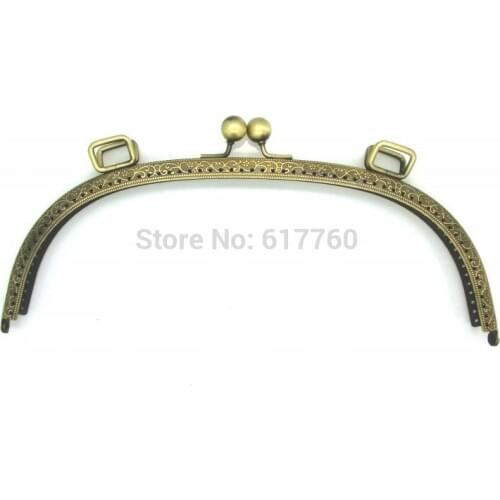 Free Shipping-1PC Antique Bronze Bead Purse Bag Metal Arch Frame Kiss Clasp Lock 25.5x11cm(10"x4 3/8") J2620