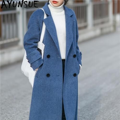 AYUNSUE Autumn Winter Jacket Women Real Wool Coat Female Jacket Double Side Woolen Coats Korean Outwear Manteau Femme MY3491