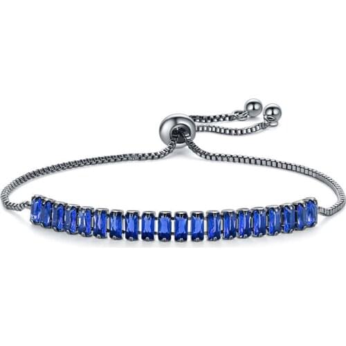 YJGS Fashionable Exquisite Adjustable Bracelets Women Creative New Pull Bracelets Single Row Rectangular Zircon Bracelet Jewelry