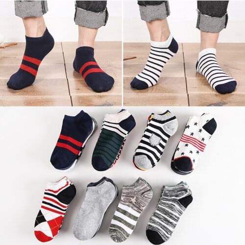 10 Pieces/ Lot Plus Size Sports Mens Sock Spring Summer Breathable Fitted Striped Patchwork Ankle Socks Gifts for Men Meias