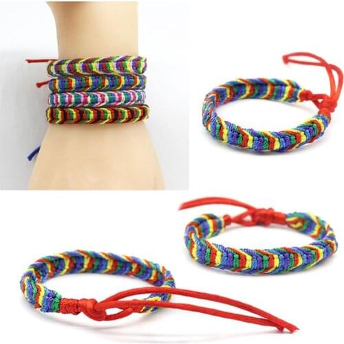10Pcs Handmade Colorful Nepal Woven Friendship Bracelets Adjustable Mix Colors LX9E