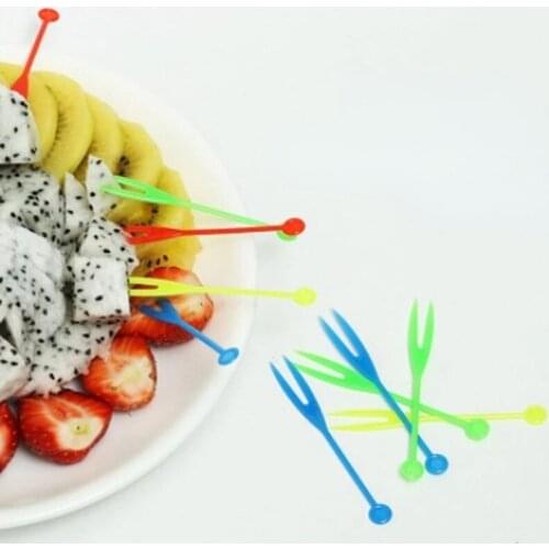 Affordable 20 Pcs Portable Mini Disposable Forks For Party BBQ Sticks Picks Skewer Set Home Dining Plastic Food Cake Fruit Fork