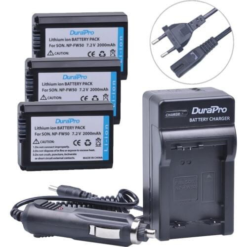 3pc NP-FW50 NP FW50 FW50 Li-ion Battery+Car Charger +EU AC For Sony A6000 NEX-7 NEX-5N NEX-F3 NEX-3D NEX-3DW NEX-3K NEX-5C 7R II