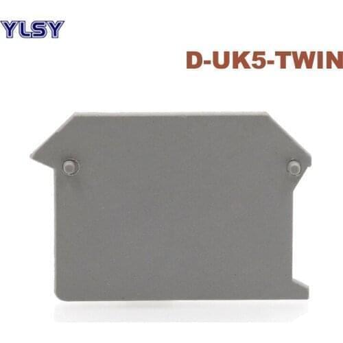 5Pcs D-UK5-TWIN Terminals End Plate Sealing Baffle Double Inlet And Outlet Din Rail Screw Terminal Block UK5-TWIN Separator Cap