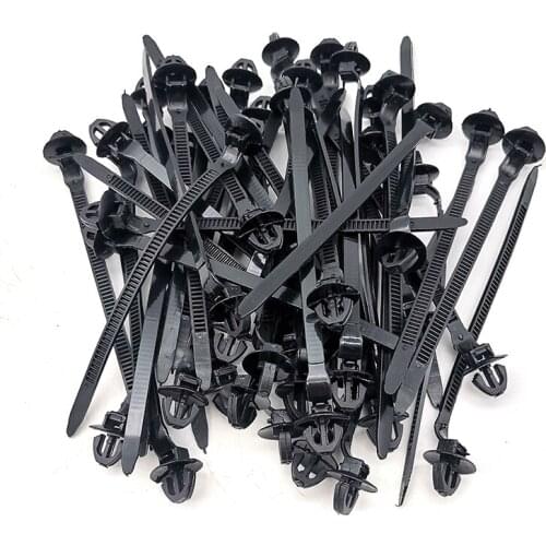50PCS Nylon Car Cable Fastening Zip Strap Tie Wrap Cable Fixed Fasteners Clips