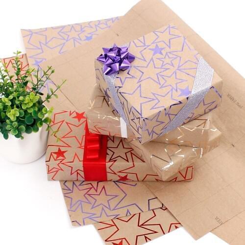 50x70cm Christmas Multicolor Craft Paper Wrapping Paper Christmas Gift Packing New Year Gift Packing Material Home Decor 20pcs