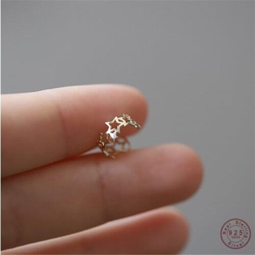 925 Sterling Silver French Simple Hollow Star Ear Bone Clip Women No Pierced Punk Hip Hop Street Trend Jewelry Gift