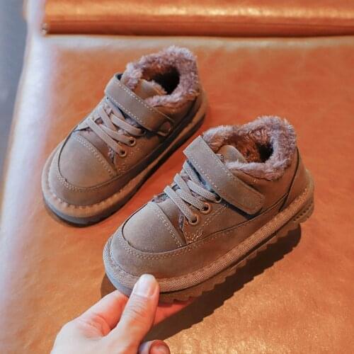 Winter New Kids Cotton Shoes Solid Color Baby Girl Shoes Boys Ankle Boots Thicken Warm Snow Boots Non-slip SZ334