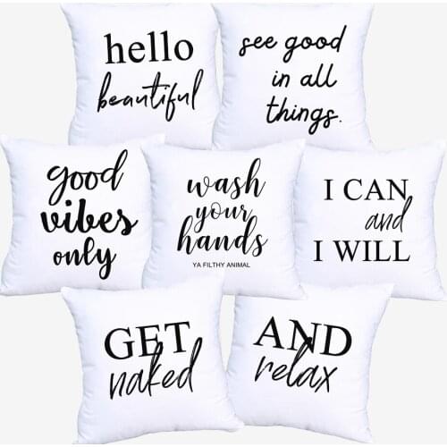 English Quotes hello beautiful Start and End Allah Cushion Covers Black And White Style Cushion Cover Polyester Pillow Case