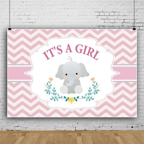 Baby Elephant Cartoon Wavy Pattern Gender Reveal Backdrop Studio Photography Baby Shower Party Background Prop Poster Decors