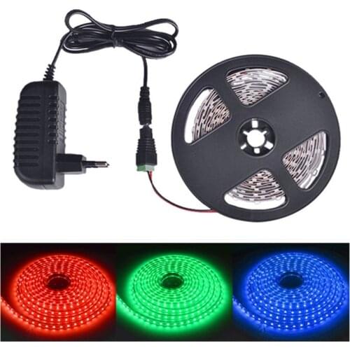 5m RGB LED Strip Flexible light belt 2835 waterproof Diode band/diode tape Power supply 12v outdoor warm white blue red green