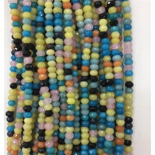 Faceted 4*6MM Mix Color Abcus Beads Gemstone Tiny DIY Natural Stone Gem Jewelry Making Bracelets Necklace Yellow Blue Pink Black