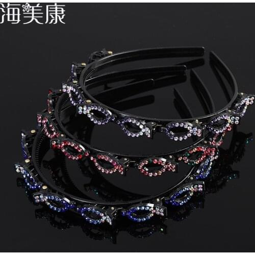 Haimeikang Wild Hairband Rhinestone Headband Women Hair Bands Hoop Claws Clips Double Bangs Hairstyle Hairpin Hair Accessories