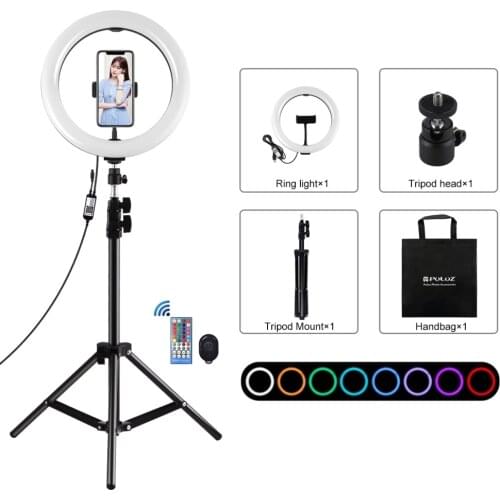 PULUZ 10.2 inch RGBW Dimmable LED Ring Light Kits Vlogging Photography Video Light for YouTube,Facebook Live,Twitch,Beauty Blog