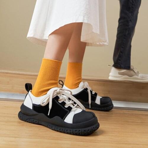 Ladies Walking Sneakers Women Fashion Square Head Vulcanized Sneakers Platform Casual Breathable Ladies Shoes