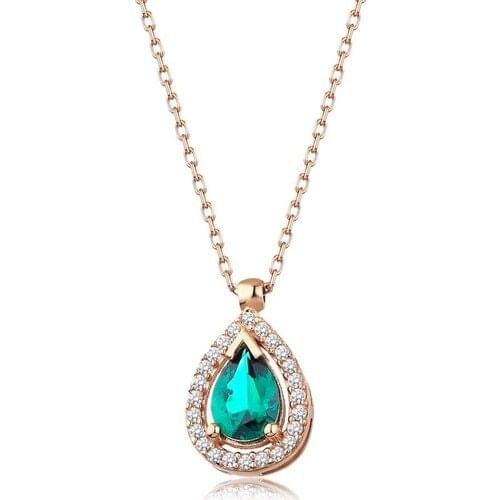 Mai Silver Women 925 Emerald Drop Pendant
