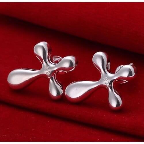 Fashion jewelry Earring For Women, Plated Earrings Water Drop and Cross Earrings E034 /DMVKTCLK USLIAJNK silver color