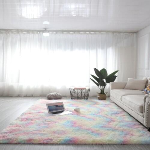 Coluorful Sheepskin Soft Fluffy Area Rugs Modern Faux Fur Plush Wool Bay Window Carpet for Living Room Anti-slip Floor Mats