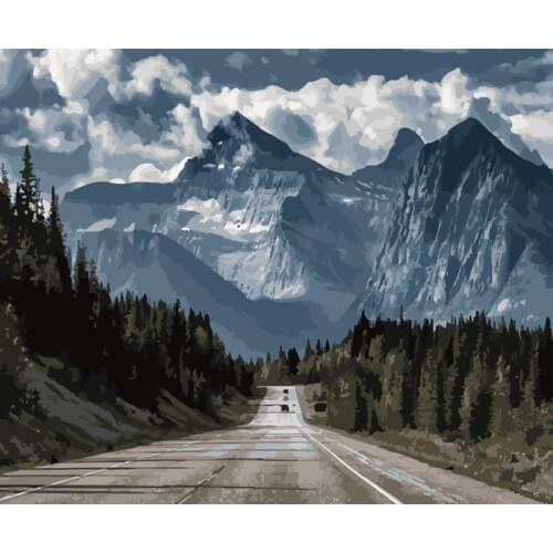 Road to the mountain Scenery DIY Painting By Numbers Wall Art Picture Acrylic Painting For Home Decoration Drop Shipping 60x75cm