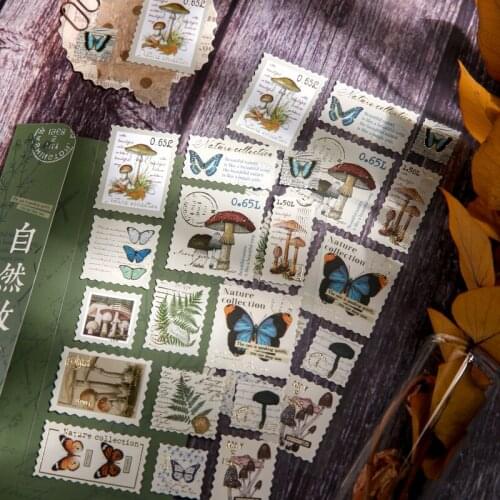 2 pcs Vintage Stamp Collection Gold Foil Decorative Stickers book Scrapbooking Stick Label Diary Stationery Album Stamp Stickers