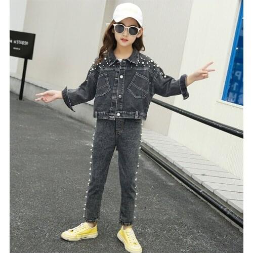 Toddler Girl Outfits Children Clothing 2-Piece Set 4-14 Years Old Spring and Autumn New Style Denim Suit Kids Clothing