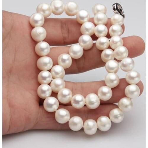 Fashion 7-8mm Pearl 100% Natural Freshwater pearl necklace large pearl jewelry silver female white wedding gifts