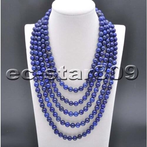S2052 17"~100" 8mm~20mm natural round blue lapis lazuli bead Necklace