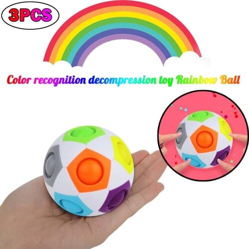 3/2/1PCS Rainbow Puzzle Ball Cube Magic Rainbow Ball Puzzle Bundle Stress Fidget Ball Brain Teasers Games Fidget Toys for Kids