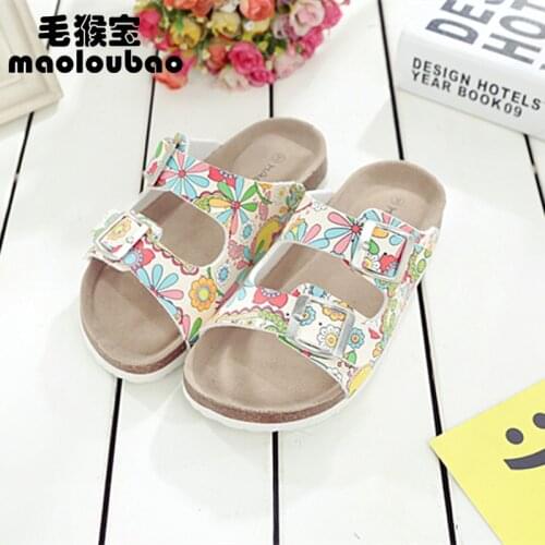 Boys and Girls Slippers 2021 New Summer Cork Sandals Family Sandals Parent-child Beach Shoes Fashion Non-slip Breathable 22-34