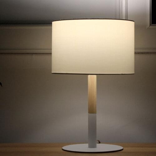 Stylish fabric table lamp bedroom living room nordic bedside light warm romantic wrought iron wood desk lights deco de chambre