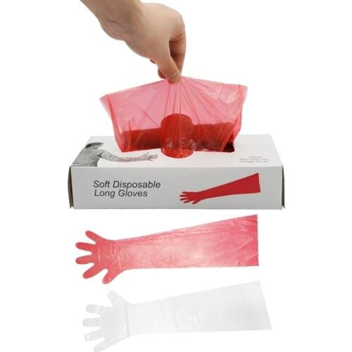 100Pcs Veterinary Disposable Gloves Animal Artificial Insemination Long Arm Gloves are 95 cm long, double wall thickness 0.04mm