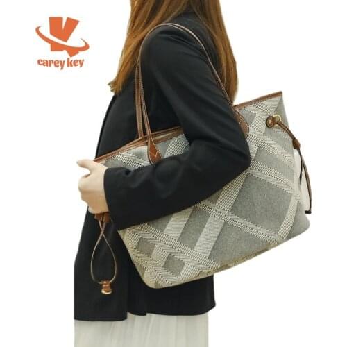 CAREY KAY Women Large-Capacity Canvas Tote Bags Female 2021 New Casual Shoulder Bag Commuter Handbag Luxury Designer Shopper Bag