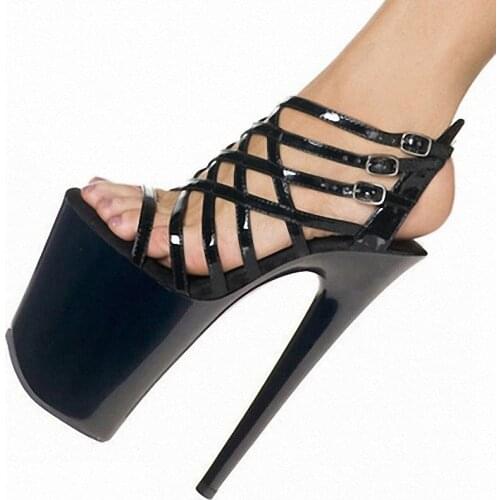 New Style Summer Narrow Band Buckle Strap 20cm Super High Stripper Heels Shallow 8 Inches Sexy Hot Sale Platform Sandals Women