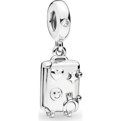 Genuine 925 Sterling Silver Charm Suitcase Pendant Bead Charm Fit Original Pan Women Bracelet & Necklace Diy Jewelry