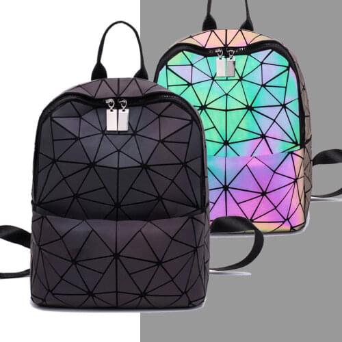 Women Backpack Geometric Bag School Bag For Teenage girls Hologram Luminous Backpacks Laser bao bag backpack mochila feminina
