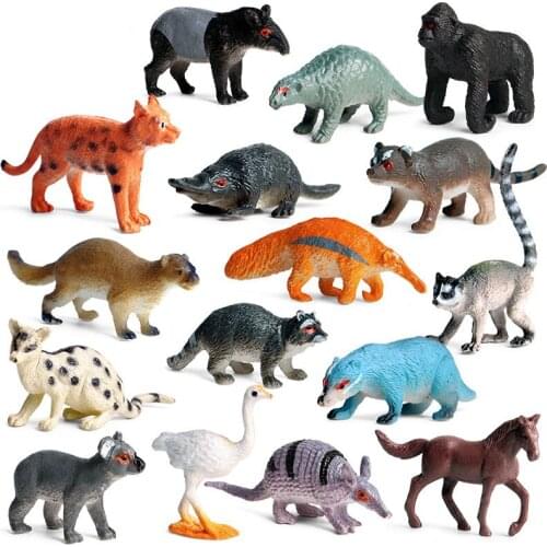 16 pcs/set Small Size Wild Animal Model Action Figure Chimpanzee/Horse PVC Children Cognitive Toys
