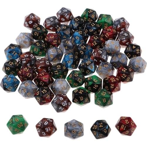 50pcs D20 16mm Dice for Friends Family Travel Dungeons and Dragons MTG RPG Board Games Gifts