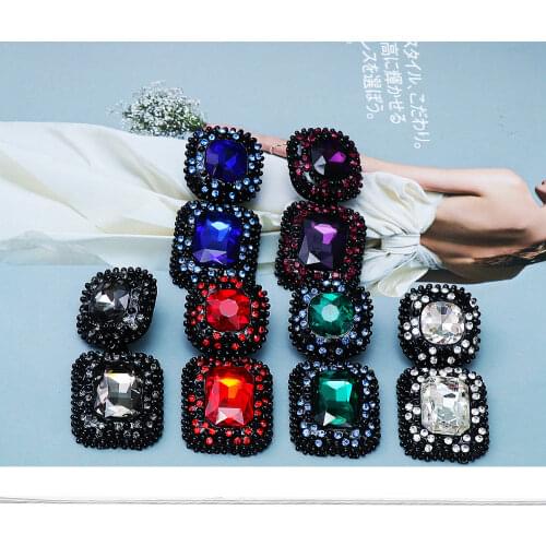 6 colors wholesale New Hot sale 2021 geometrical shape simple shining special glass crystal fashion vintage Earrings for women