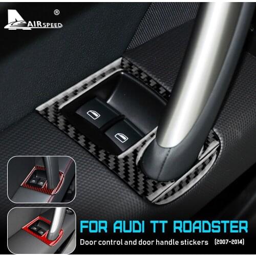 AIRSPEED Carbon Fiber for Audi TT 2007-2014 Accessories Interior Trim Car Door Handle Window Switch Button Console Panel Sticker