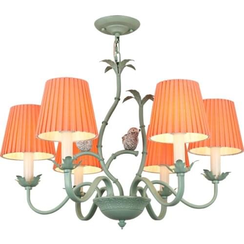 American chandelier living room lamp Nordic country bird bedroom restaurant creative green rustic style Mediterranean lamps