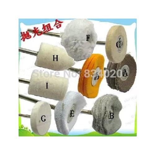 Free Shipping 9pcs small polishing wheel set with handle buffing buffer jewelry polish tool