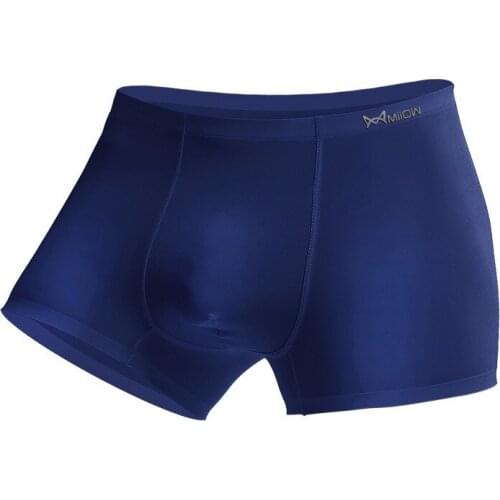 Seamless Men Boxers Sexy Underwear Man Panties Solid Thin Ice Silk Breathable Pouch Underpants Male Cueca Calzoncillo Plus Size