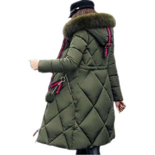 Big fur winter coat thickened parka women stitching slim long winter coat down cotton ladies down parka down jacket women ZL824