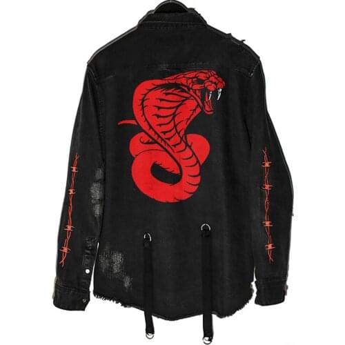 Skull fashion slim fit mans jackets trendy high street style mans coats 4XL skull snake printed coat boys girl spring streetwear