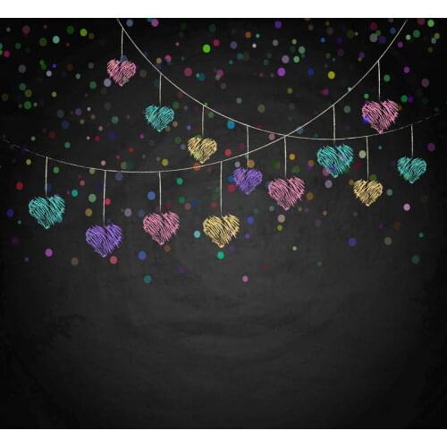 TR Blackboard Heart Chalk Photography Backdrop Color Bokeh Dots Backdrop for Newborn Kids Photocall 5x7ft Baby Photo Backgrounds