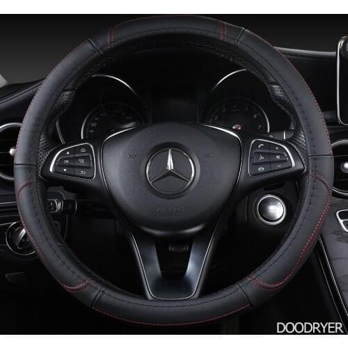 DOODRYER Carbon Fiber Leather Car Steering Wheel Cover For Mitsubishi ASX Outlander Lancer Pajero L200 Mirage Triton Attrage