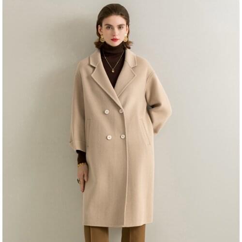 High-end Double-sided Cashmere Woolen Long Coat Womens Autumn Fashion Elegant OutERwear Female Winter Loose Wool Coat